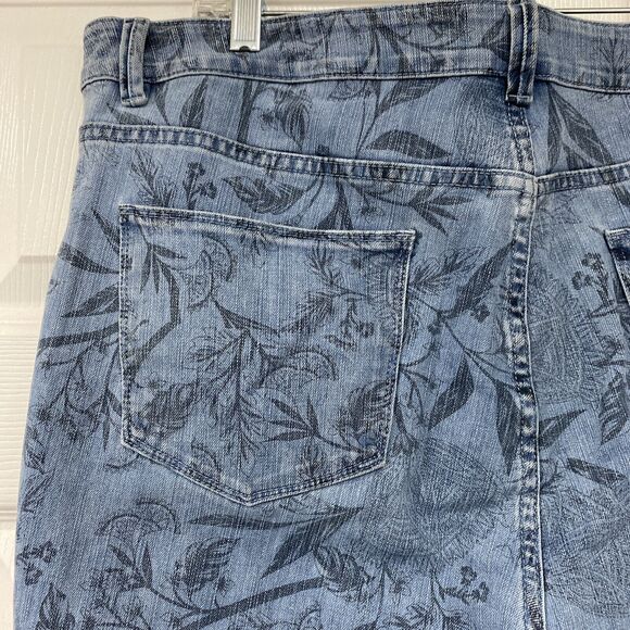 SOFT SURROUNDINGS Pull On Skinny Jeans Womens Size M 10/12 Blue Leaf Print - Picture 6 of 10
